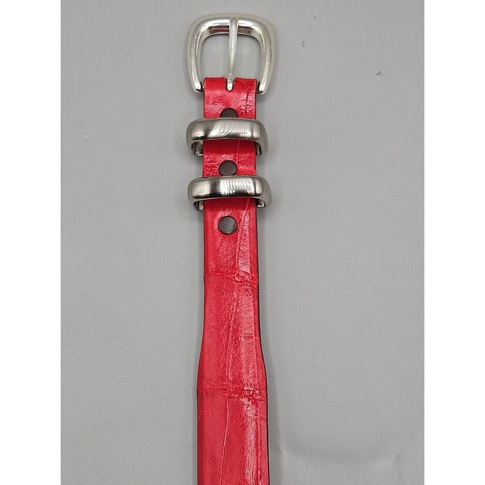 Louisiana Alligator Red Leather Mens Tapered Belt Handcrafted In USA Size 31